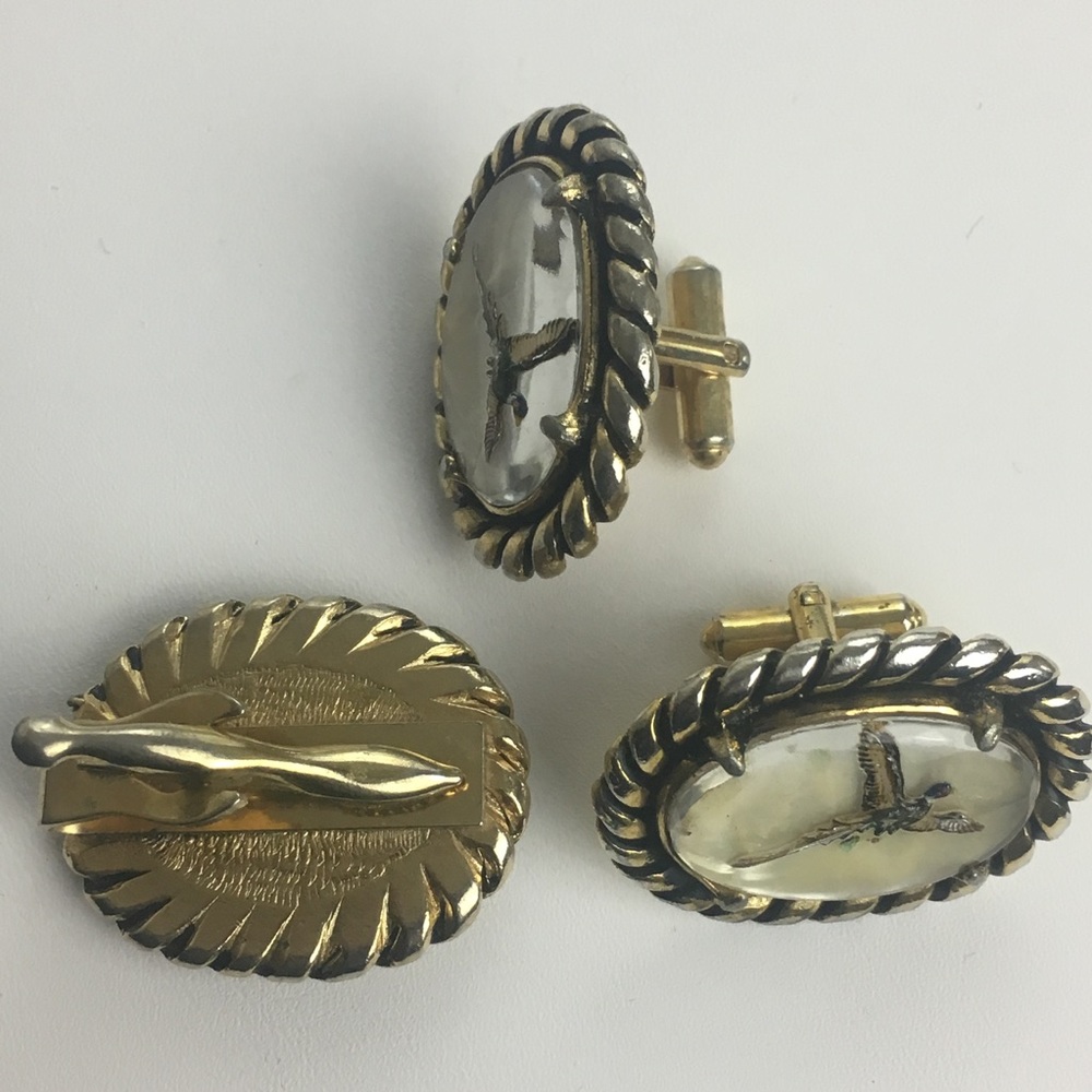 Pheasant Gold Cufflinks & Tie Clip! - Picture 5 of 7